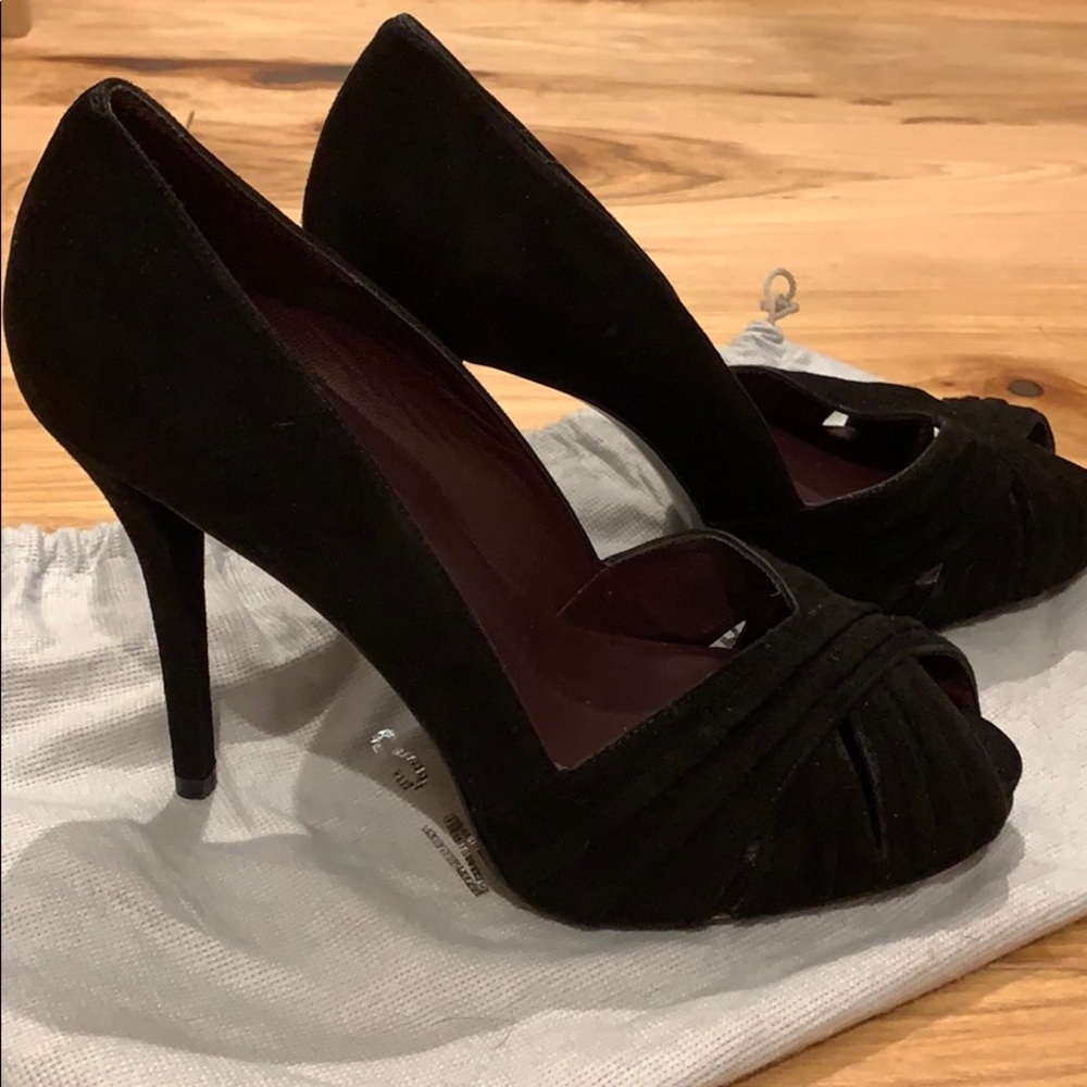 Stuart Weitzman Velvet Peep Toe Pumps